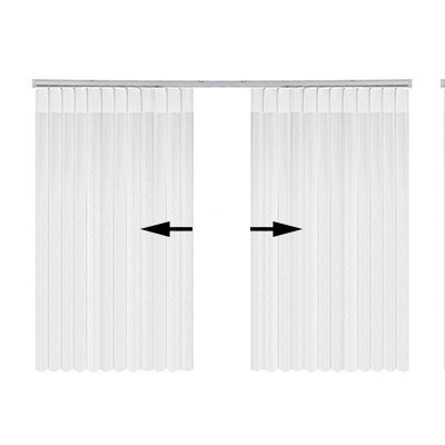 Vertical blinds open from the middle